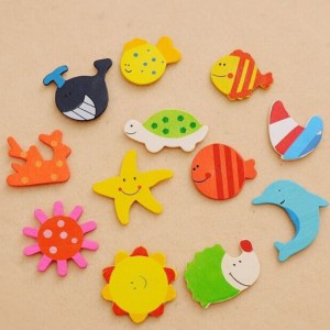 Mediniai magnetukai, skirta kūdikiams, edukacijai,  edukacinė abėcėlė 26 raidžių, 10 numerių, 12 gyvūnų.